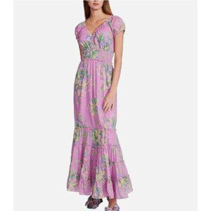 Betsey Johnson Cotton Dress Size XL Floral Smocked Waist MAXI DRESS